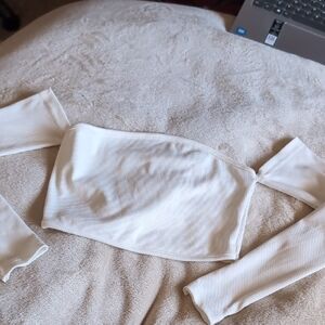 SHEIN Cream Ribbed Knit Top